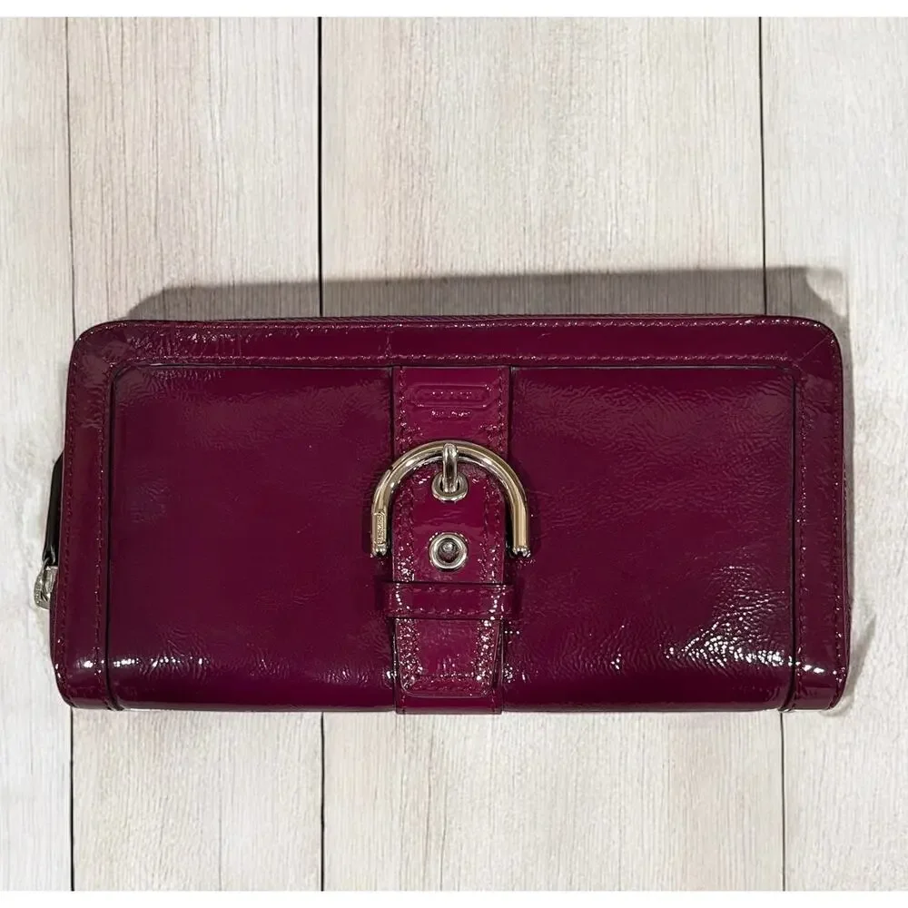 Coach F19711 Soho Buckle Patent Leather Carryall Bag & Buckle Zip Around Wallet